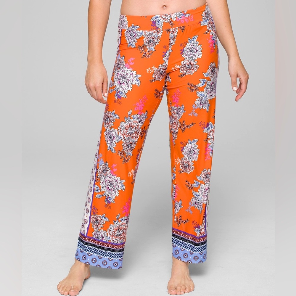 SOMA Enbliss Pajama Pants Orange Floral Mixed Print L